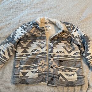 Wrangler Women's Cream and Gray Geometric Teddy Jacket